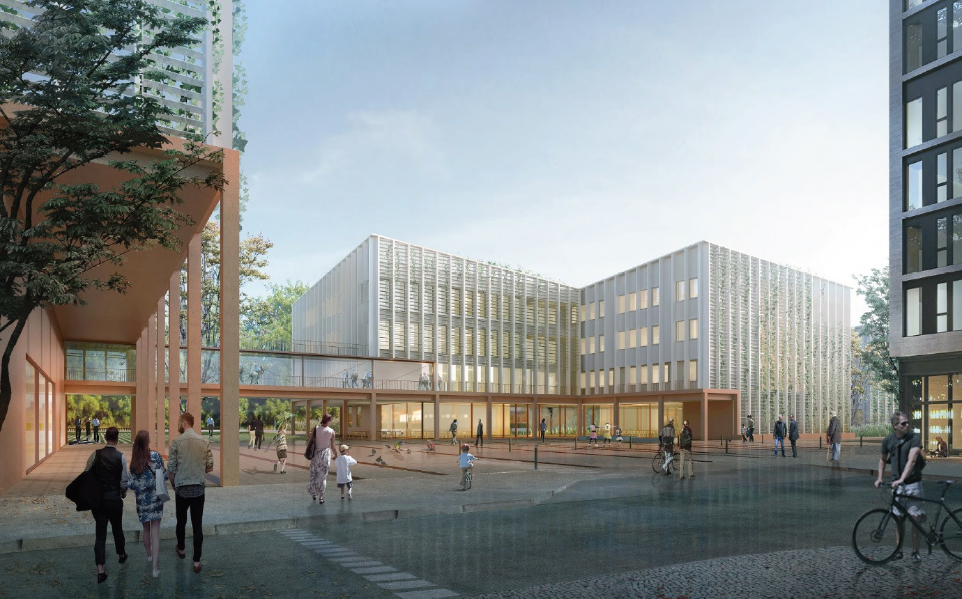 Preis Auszeichnung Wettbewerb Architekturwettbewerb Schule Gymnasium Düsseldorf Rendering Visualisierung