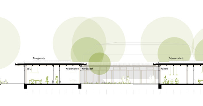 Schnitt Ost-West - Euregio Geschäftsstelle Gronau | SHA Scheffler Helbich Architekten