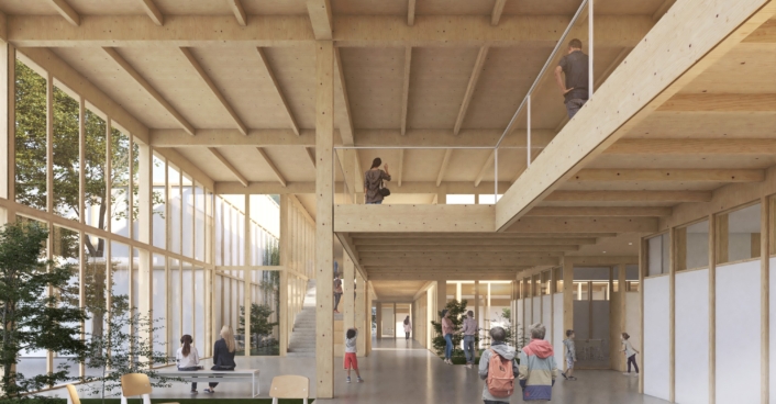 Innenraumperspektive Grunschule Wandlitz | SHA Scheffler Helbich Architekten